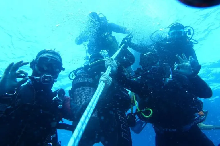 scuba diving group underwater